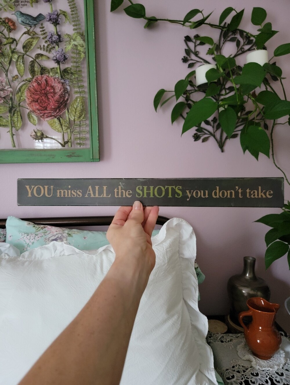 Motivational Wall Sign - Black with Cream & Green Lettering
